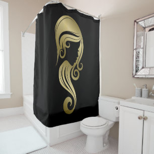 Chic Gold Glam Beauty Girl Hair & Makeup Salon Shower Curtain