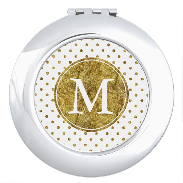 Chic Gold Glam Dots monogram Compact Mirror (Front)