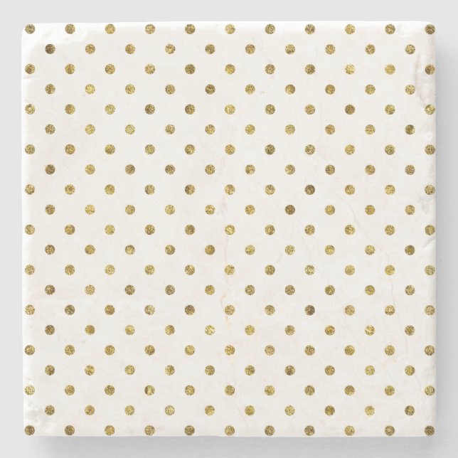 Chic Gold Glam Dots Stone Coaster (Front)