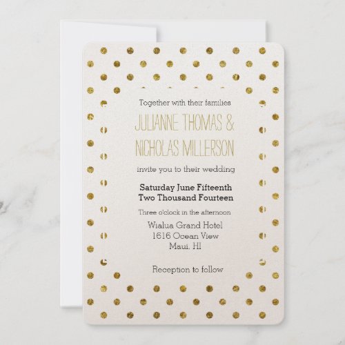 Chic Gold Glam Dots Wedding Invitation
