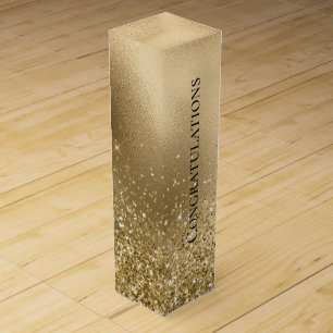 Chic Gold Glam Glitzy Glitter Wedding Wine Box