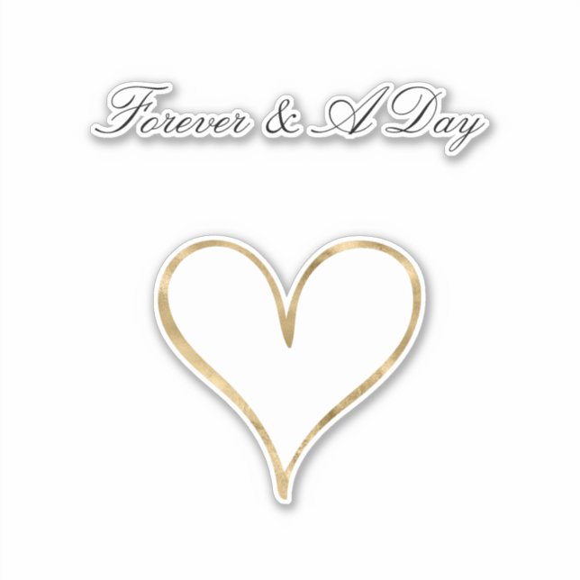 Chic Gold Glam White Forever Heart Wedding Sticker (Front)
