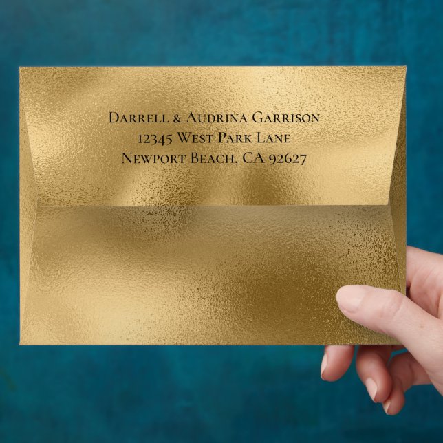 Chic Gold Glam White Lotus Flowers Wedding Envelope (Hand)