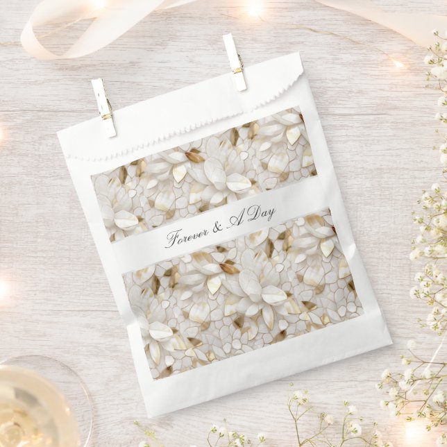 Chic Gold Glam White Lotus Flowers Wedding Favor Bag (Clipped)