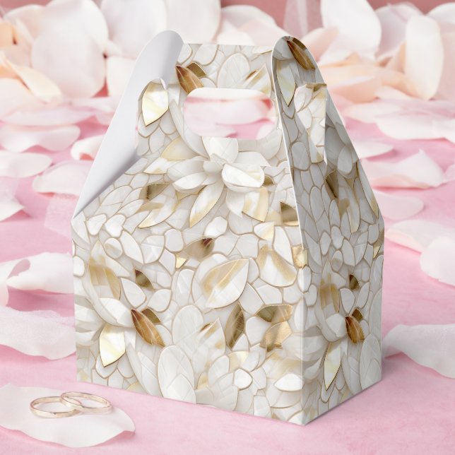 Chic Gold Glam White Lotus Flowers Wedding Favor Boxes (Wedding)