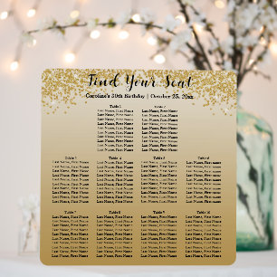 Chic Gold Glitter 10 Tables Seating Chart Foam Board