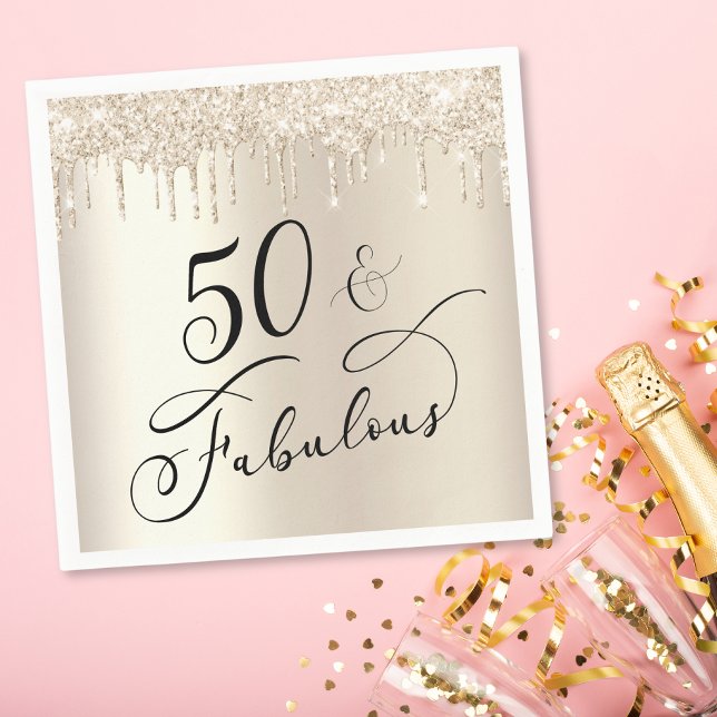 Chic Gold Glitter 50th Birthday Party Napkins (Creator Uploaded)