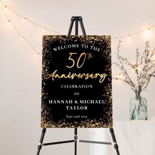Chic Gold Glitter 50th Wedding Anniversary Welcome