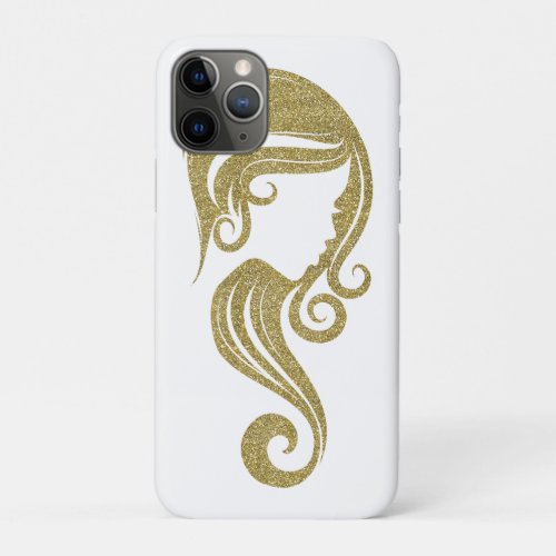 Chic Gold Glitter Beauty Girl Hair  Makeup Salon iPhone 11 Pro Case