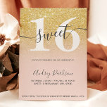 Chic gold glitter blush pink girly Sweet 16 Invitation<br><div class="desc">Chic yellow gold glitter pastel blush pink script calligraphy typography sweet 16 birthday party invitation .Perfect for a modern elegant sweet sixteen party.</div>