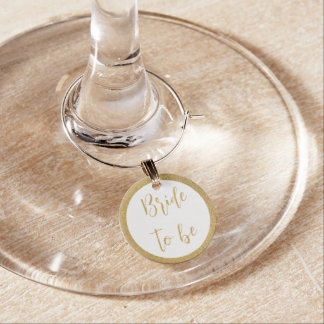 Chic Gold Glitter Bride to Be  Wine Charm