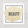 Chic gold glitter brushstroke black white beauty square business card