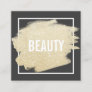 Chic gold glitter brushstroke white black beauty square business card