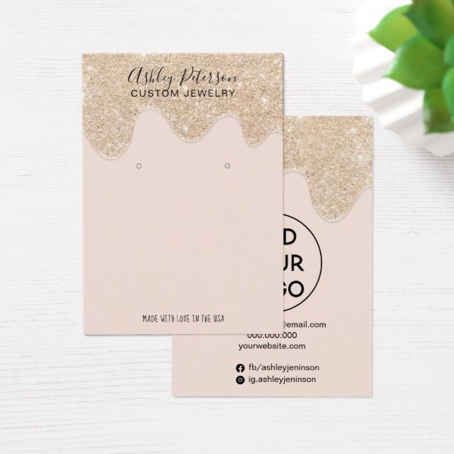 Chic gold glitter drips jewelry earrings display (Desk)