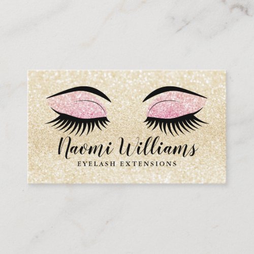 Chic gold glitter eyelash lashes makeup artist business card