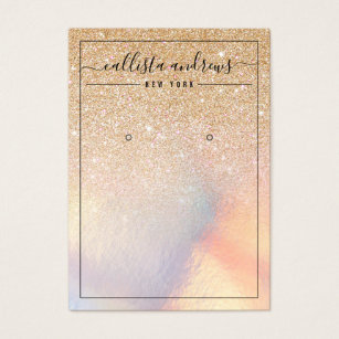 Chic Gold Glitter Iridescent Earring Display Card