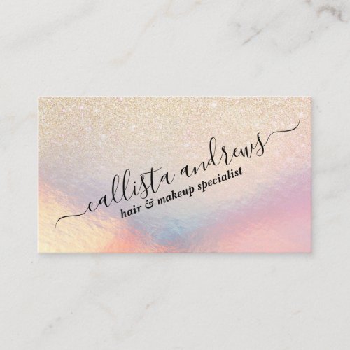 Chic Gold Glitter Iridescent Holographic Gradient Business Card