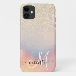 Chic Gold Glitter Iridescent Holographic Gradient iPhone 11 Case