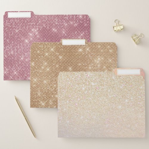 Chic Gold Glitter Iridescent Holographic Gradient File Folder