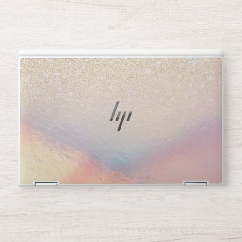 Chic Gold Glitter Iridescent Holographic Gradient HP Laptop Skin