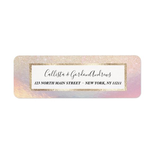 Chic Gold Glitter Iridescent Holographic Gradient Label