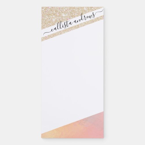 Chic Gold Glitter Iridescent Holographic Gradient Magnetic Notepad