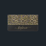 Chic Gold Glitter Leopard Animal Print Monogram Checkbook Cover<br><div class="desc">This chic checkbook cover features glitter leopard print on gold background with black border and personalized with your name.</div>