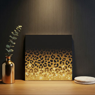 Chic Gold Glitter Leopard Print Pattern Ceramic Tile