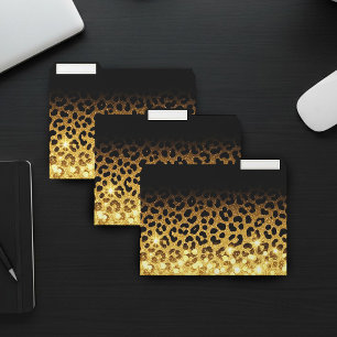 Chic Gold Glitter Leopard Print Pattern File Folder