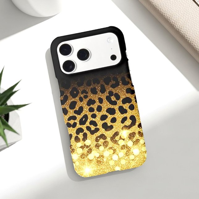 Chic Gold Glitter Leopard Print Pattern iPhone Case (Creator Uploaded)