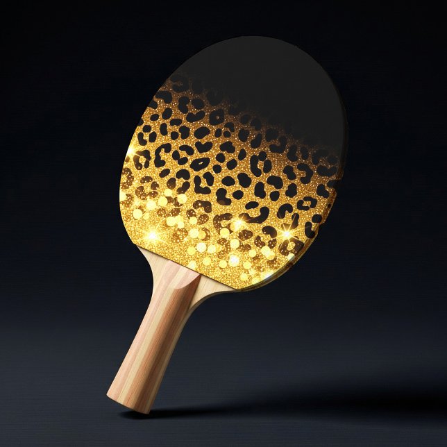Chic Gold Glitter Leopard Print Pattern Ping Pong Paddle (Creator Uploaded)