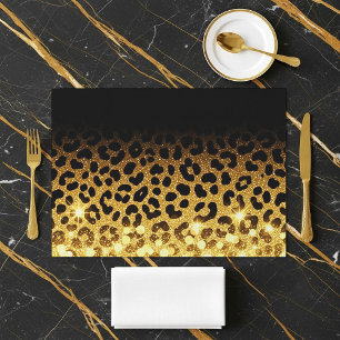 Chic Gold Glitter Leopard Print Pattern Placemat