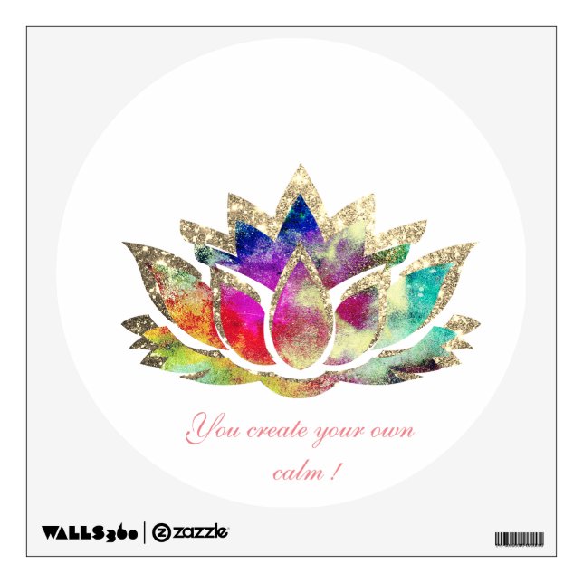 Chic Gold Glitter Lotus,Motivational Message   Wall Decal (Front)