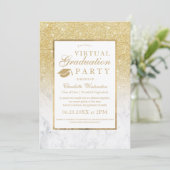 Chic gold glitter marble photos virtual Graduation Invitation (Standing Front)