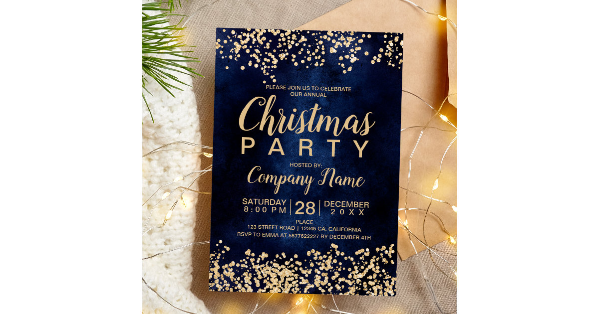 2024 New Year's Eve Invitation, Printable Glitter and Confetti New Year  Party, Martini Glass Themed Cocktail Party in Navy Blue and Gold 
