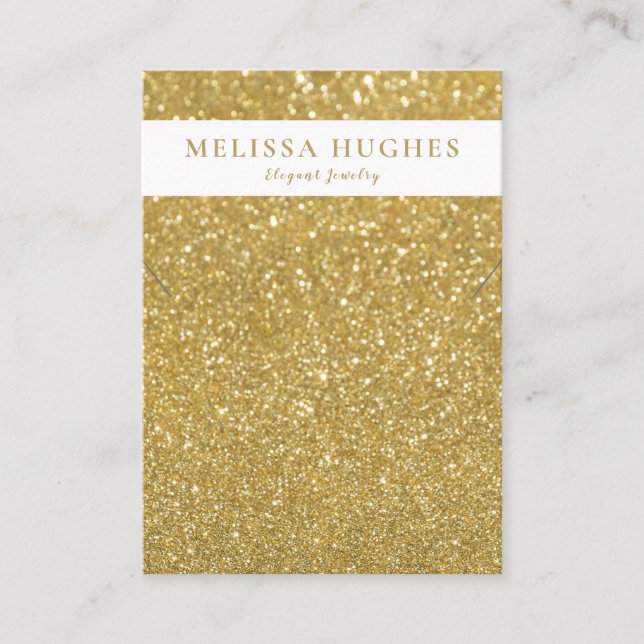 Chic Gold Glitter Necklace Jewelry Display Card (Front)