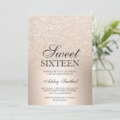 Chic gold glitter ombre metallic chic Sweet 16 Invitation (Standing Front)