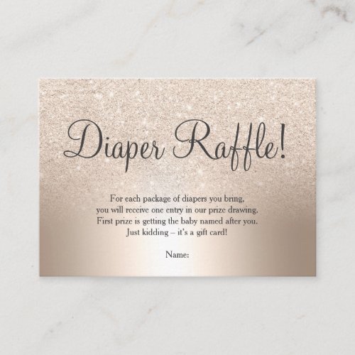 chic gold glitter ombre metallic diaper raffle enclosure card