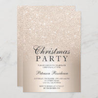 Chic gold glitter ombre metallic foil Christmas Invitation