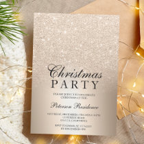 Chic gold glitter ombre metallic foil Christmas Invitation