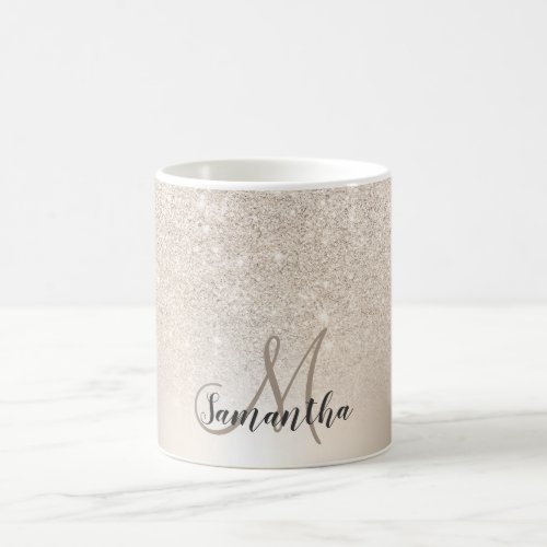 Chic gold glitter ombre metallic foil monogram coffee mug