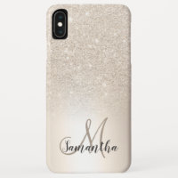 Chic gold glitter ombre metallic foil name iPhone XS max case