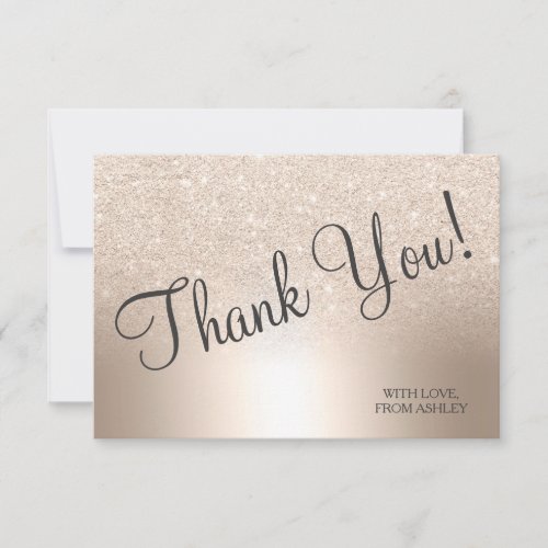 Chic gold glitter ombre metallic foil thank you