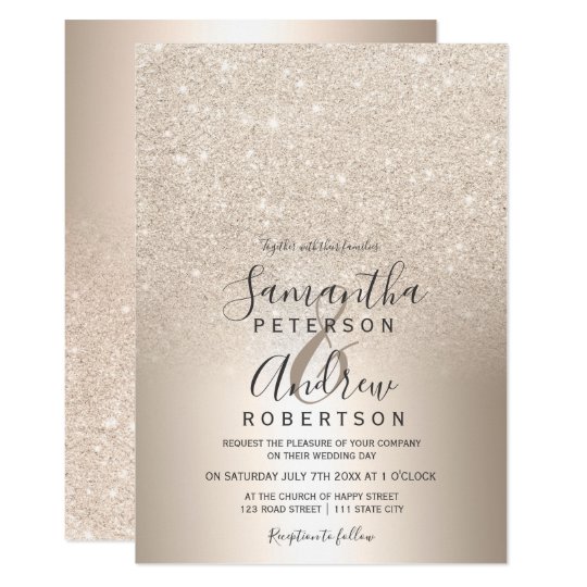 Chic gold glitter ombre metallic foil wedding invitation | Zazzle.com