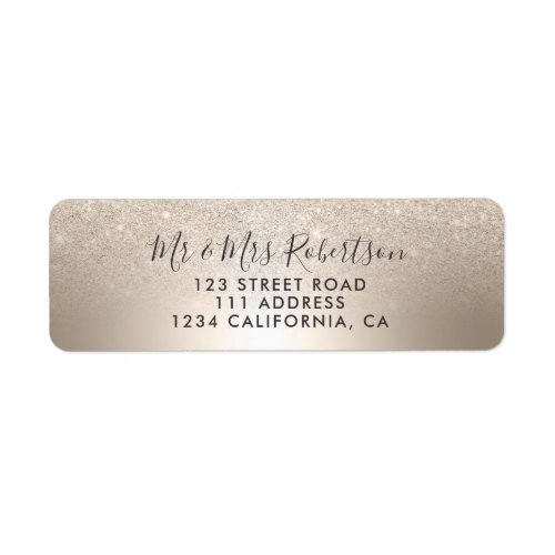 Chic gold glitter ombre metallic foil wedding label