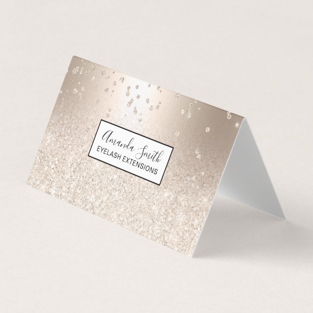 Chic gold glitter ombre metallic sparkles confetti business card (Front)