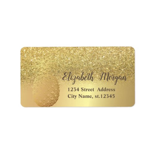 Chic Gold Glitter Ombre Pineapple Label