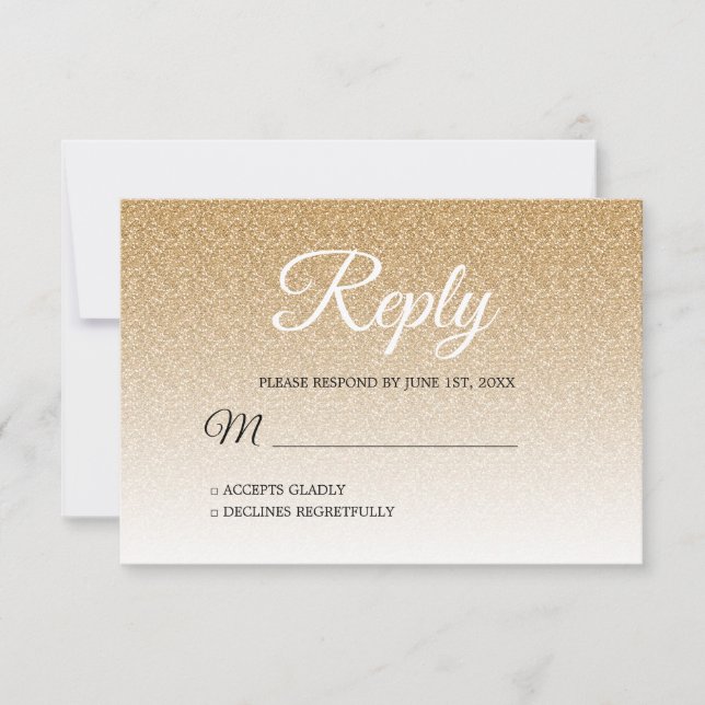Chic Gold Glitter Ombre RSVP Invitation (Front)