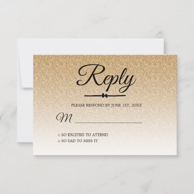 Chic gold glitter ombre Sweet 16 RSVP Invitation (Front)