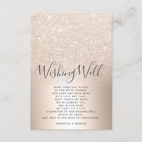 Chic gold glitter ombre wishing well wedding enclosure card
